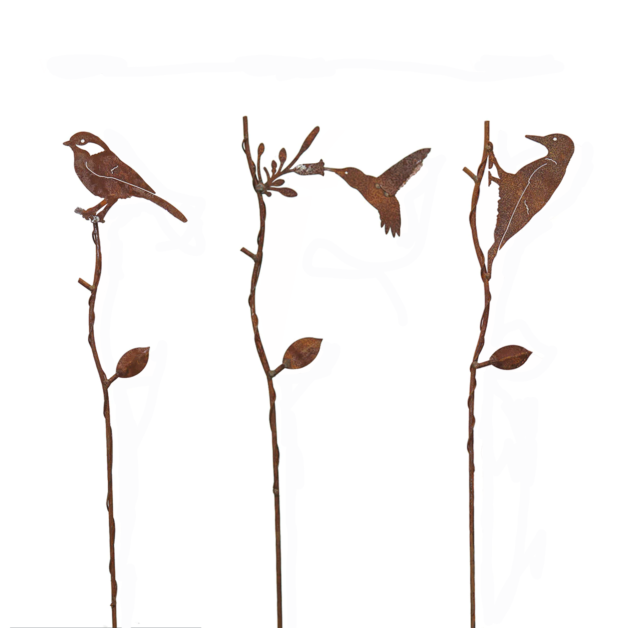 W378267 SET - Black Capped Chickadee, Red Headed Woodpecker & Hummingbird Bird Figurines - Perfect for Home Decor, Garden Ornaments & Nature Lovers Gift