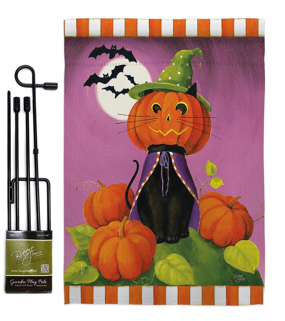 Happy Haunting Cat Garden Flag - Halloween Decor for Yard & Home