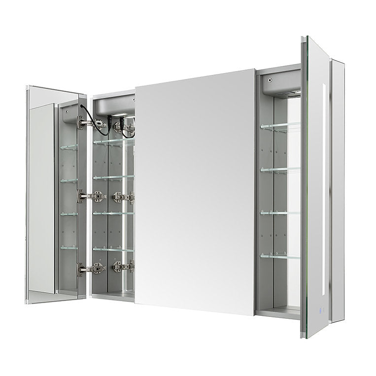 Aquadom Signature Royale 36x36 LED Lighted Triple Door Medicine Cabinet - Modern Bathroom Mirror with Storage for Makeup, Shaving & Essentials