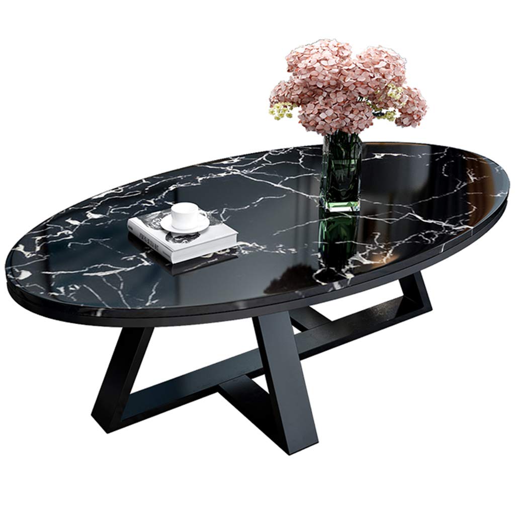 Nordic Style Light Luxury Marble Coffee Table - Oval Shaped Laptop Desk for Living Room, Bedroom & Balcony | Easy to Clean Modern Side Table for Sofa, Office & Small Spaces