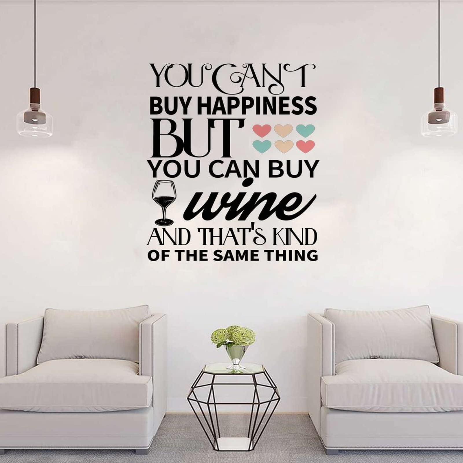 Funny Wine Quote Wall Decal - 'You Can't Buy Happiness But You Can Buy Wine' - 28