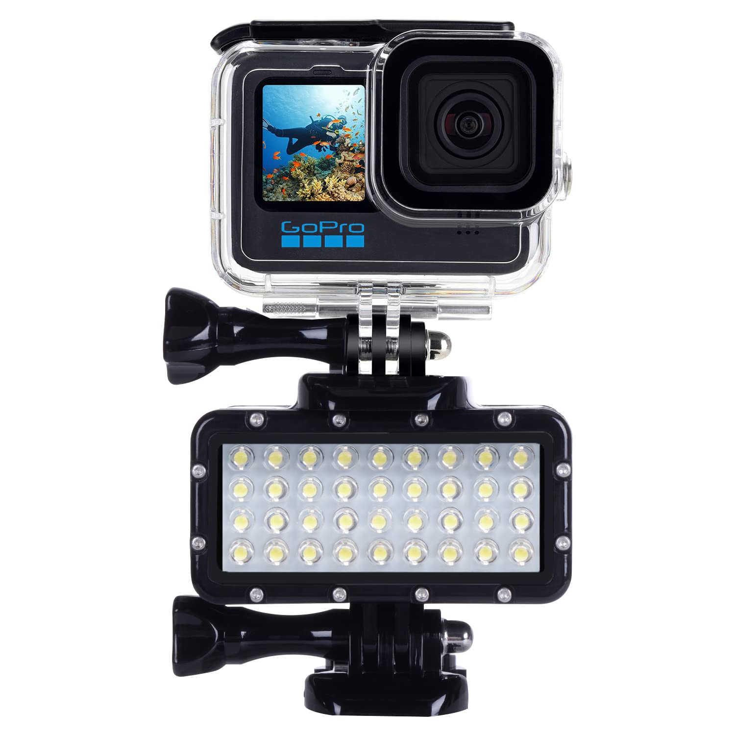Suptig Professional Diving Light - 10000 Lumens High Power Dimmable LED Underwater Light with 147ft Waterproof Depth for Scuba Diving, Snorkeling & Underwater Photography - Compatible with GoPro Hero 13/12/11/10/9/8/7/6/5/5S/4/3+ & Action Cameras - Perfect for Night Dives, Cave Exploration & Marine Videography