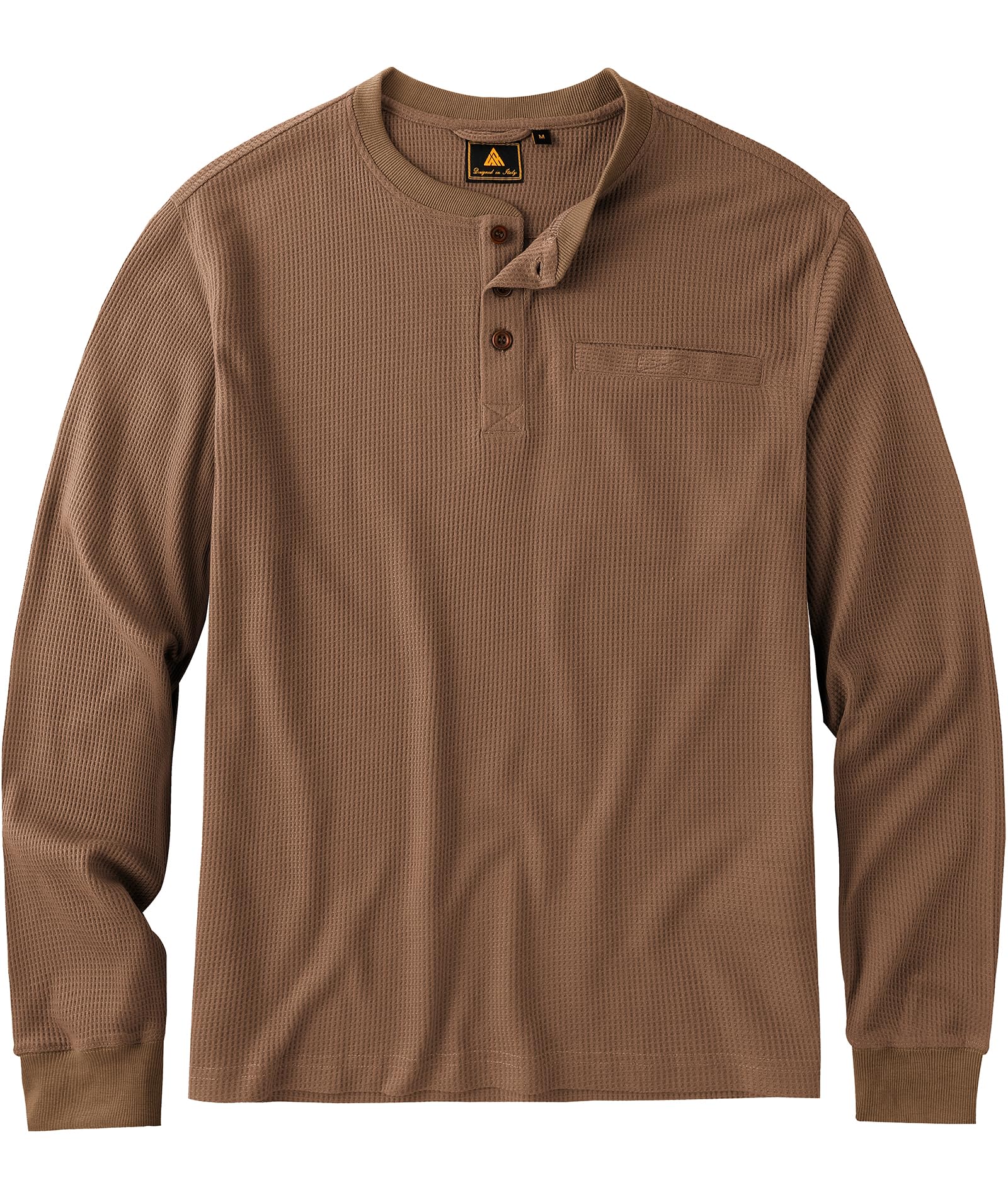 ZITY Men's Long Sleeve Henley Shirt - Casual Waffle Thermal Pullover with 3 Buttons & Pocket | Warm Winter Layering, Outdoor Activities, Workwear