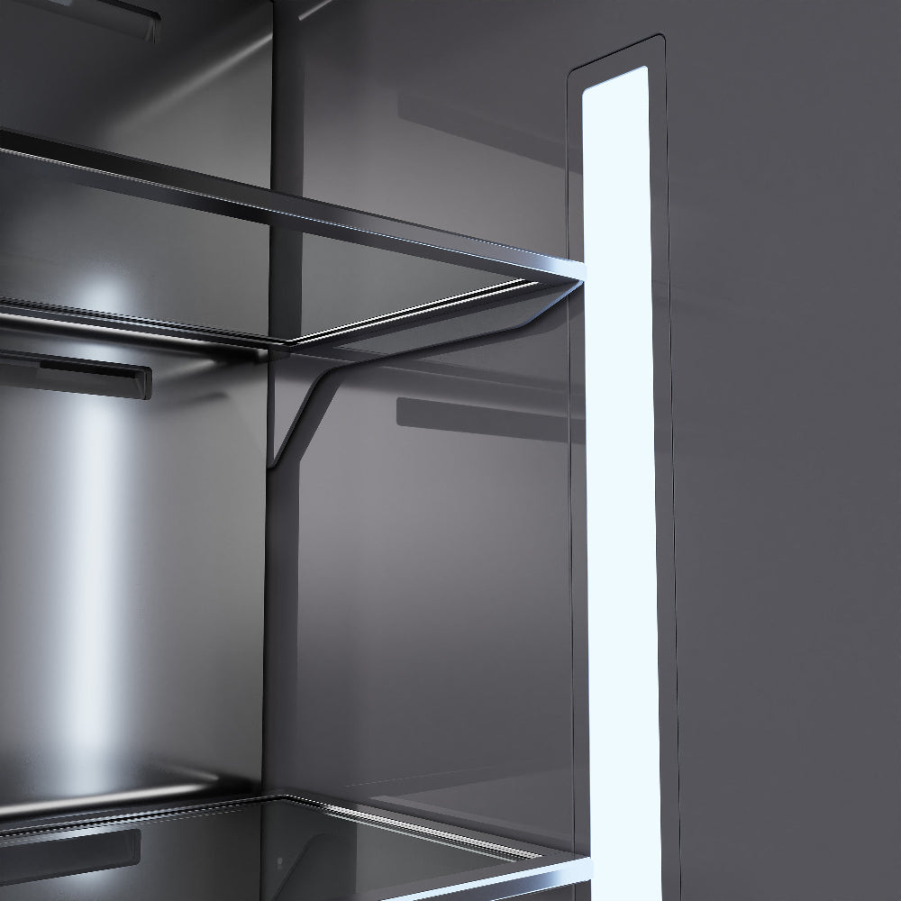 ZLINE Autograph Edition 36 Inch Panel Ready French Door Refrigerator - 19.6 cu ft Built-In Bottom Freezer with Ice Maker & Water Dispenser - Graphite Gray Interior & Champagne Bronze Accents (GRBIVZ 36 CB) - Perfect for Modern Kitchens & Luxury Home Appliances