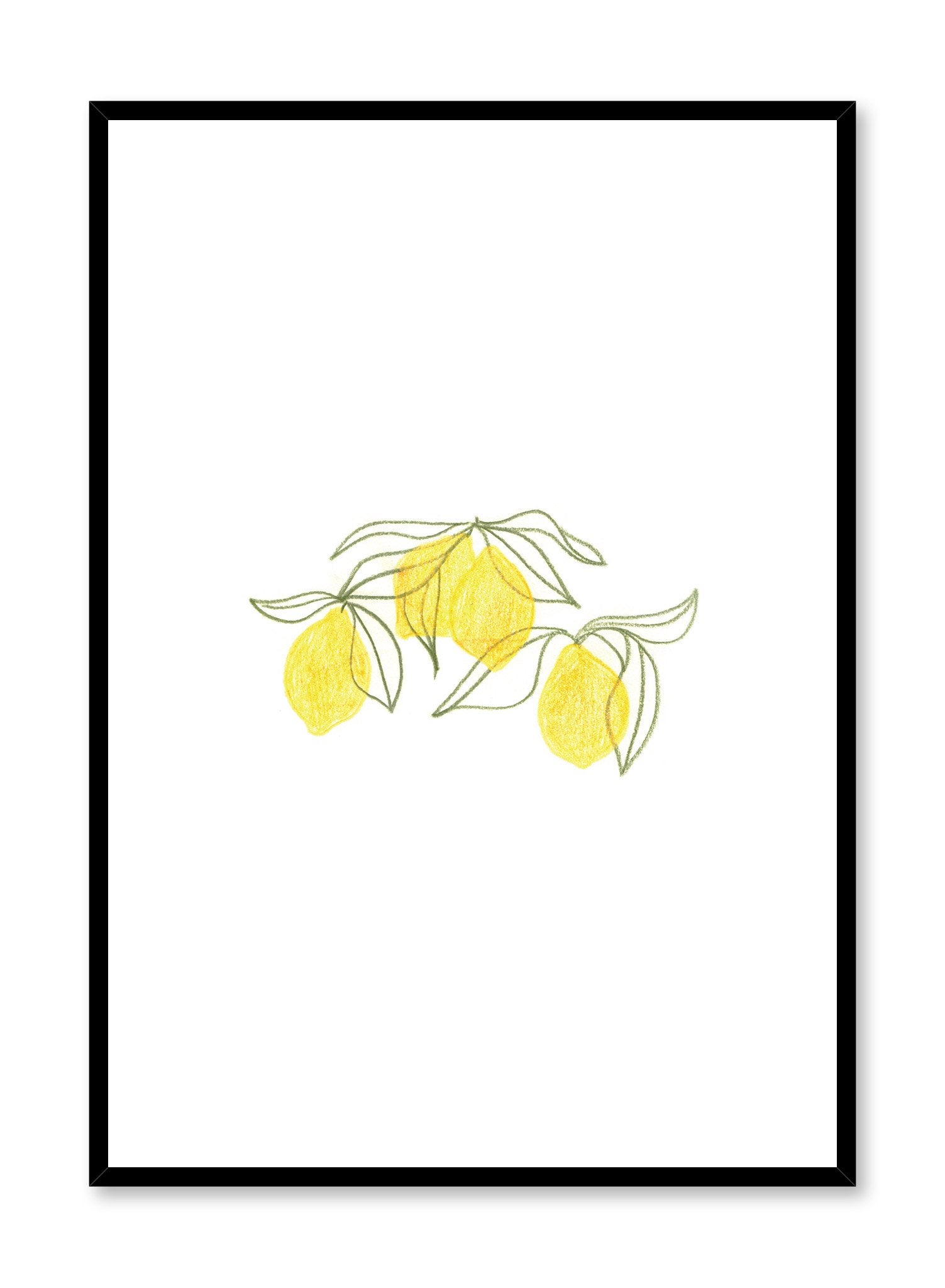 Lemon Leaves Poster - Botanical Wall Art for Kitchen, Bathroom & Home Decor - Perfect for Farmhouse, Vintage & Modern Interior Design