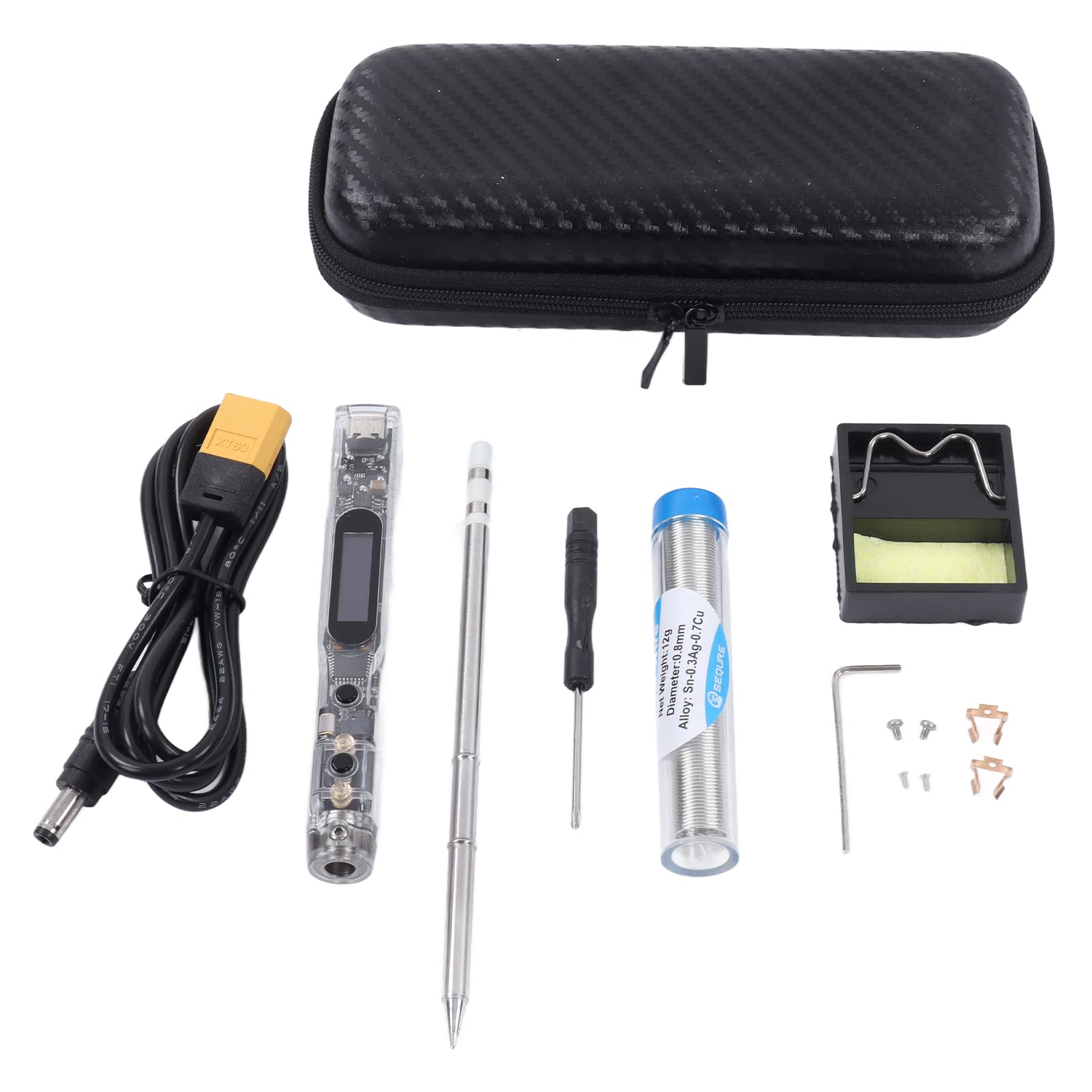 Professional Digital Soldering Iron Kit with Low Voltage Protection & 0.91in LCD Screen - Portable Electric Solder Set with XT60 Power Cord for Electronics Repair, DIY Projects, PCB Work, and Home Appliance Maintenance
