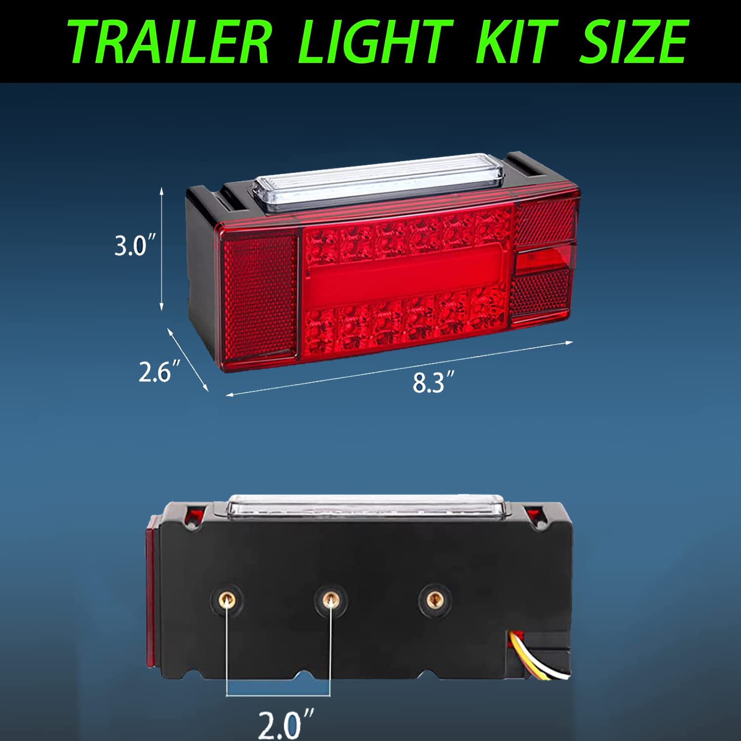 Low Profile Rectangular LED Boat Trailer Lights Kit - IP68 Waterproof Red Sealed Tail Lights Replacement for Fishing Boat Trailers, Trucks & Marine Vehicles | Perfect for Night Towing & Water Activities
