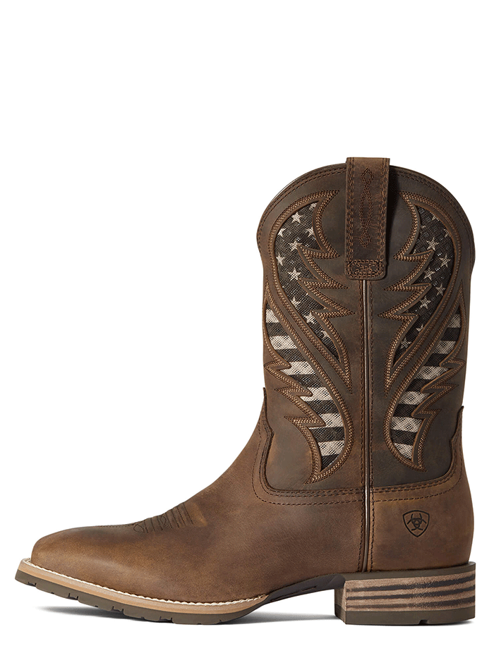 Ariat Men's Hybrid VentTEK Western Boot - American Flag Distressed Brown - Comfortable & Durable Cowboy Boots for Riding, Work & Outdoor Activities