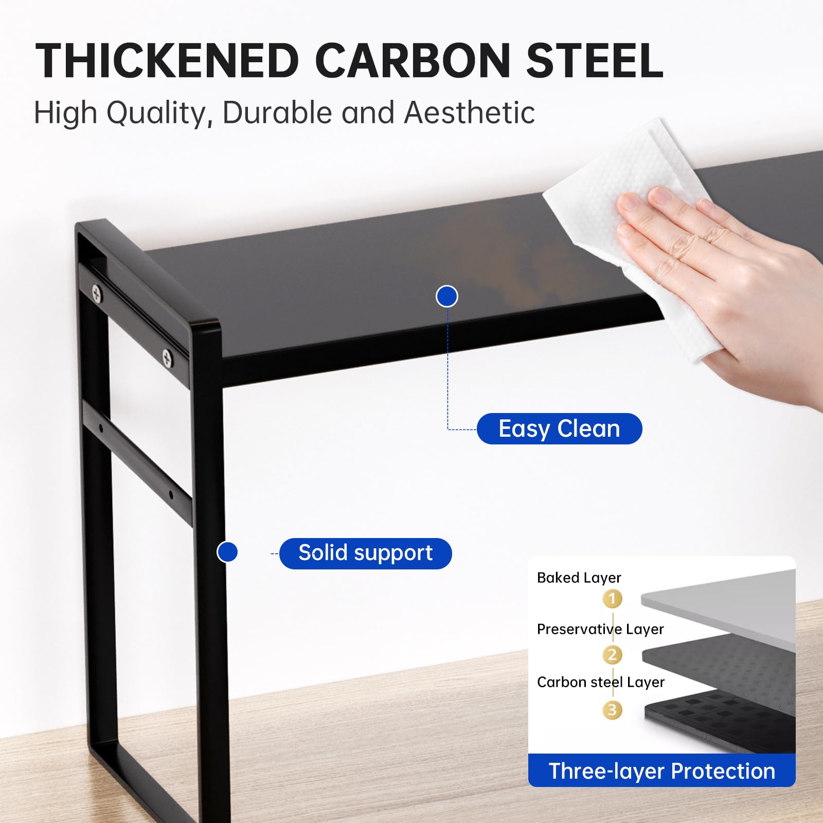 Adjustable White Desk Organizer - Narrow Office Storage Shelf, Computer Desk Bookshelf for Supplies, 13.8-23.6