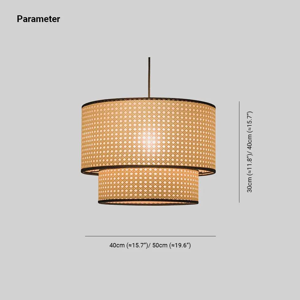 Modern Rattan Double Concentric Circle Pendant Light - Boho Chic Ceiling Fixture for Dining Room, Bedroom & Living Room Decor