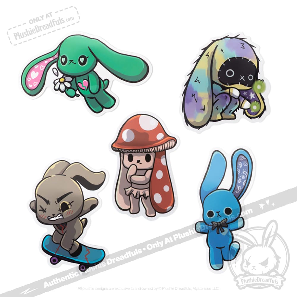 Plushie Dreadfuls Vinyl Sticker Pack Vol. 5 - Daydreaming Collection | Waterproof Decals for Laptops, Journals & DIY Crafts