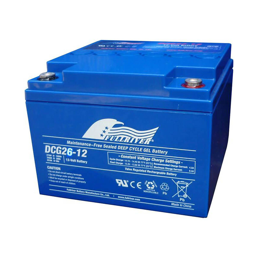 Fullriver 12V 26Ah Deep Cycle GEL Battery - Rechargeable AGM Battery for Solar Power, Marine, RV, Golf Cart & Off-Grid Applications - Maintenance-Free & Long-Lasting Performance