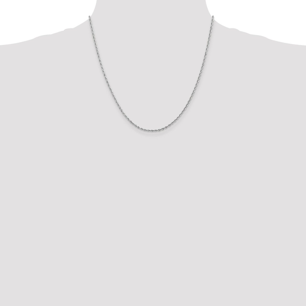 10K White Gold 2mm Diamond-Cut Quadruple Rope Chain - Anklet, Bracelet or Necklace for Women | Elegant Jewelry for Everyday Wear, Special Occasions & Gifts