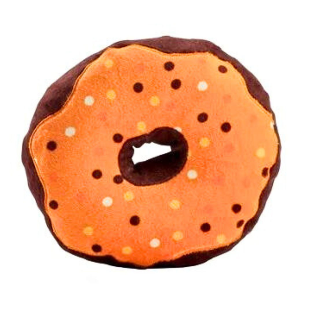 Pumpkin Spice Donut Dog Toy - Chew Resistant Squeaky Plush Toy for Small & Medium Dogs - Perfect for Fall Playtime & Training Treats
