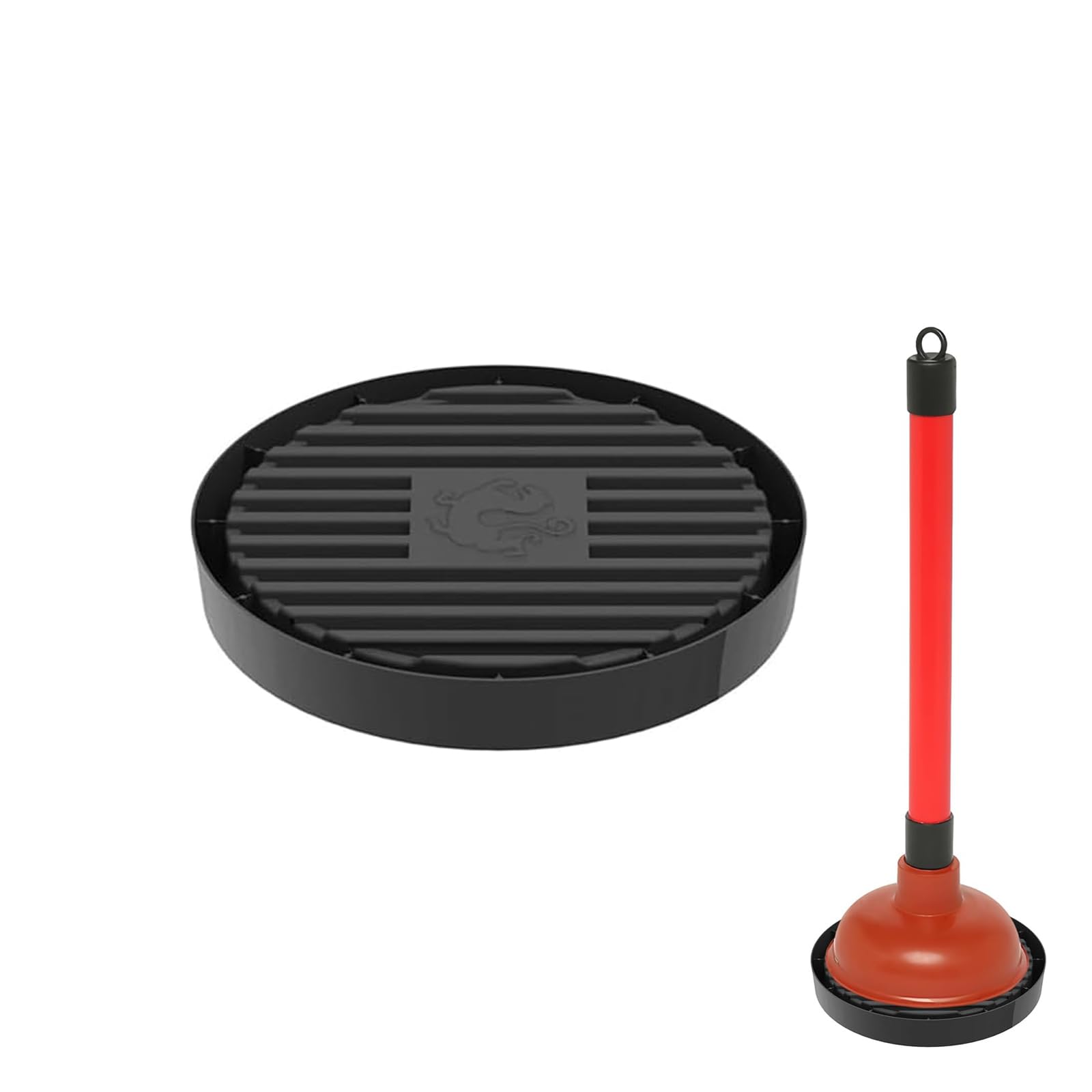 Toilet Plunger Holder & Drying Tray - Non-Slip Plunger Mat with Quick-Dry Design - Catches Drips & Wicks Water Away - Perfect for Bathroom, Kitchen, or Utility Room (Gray)