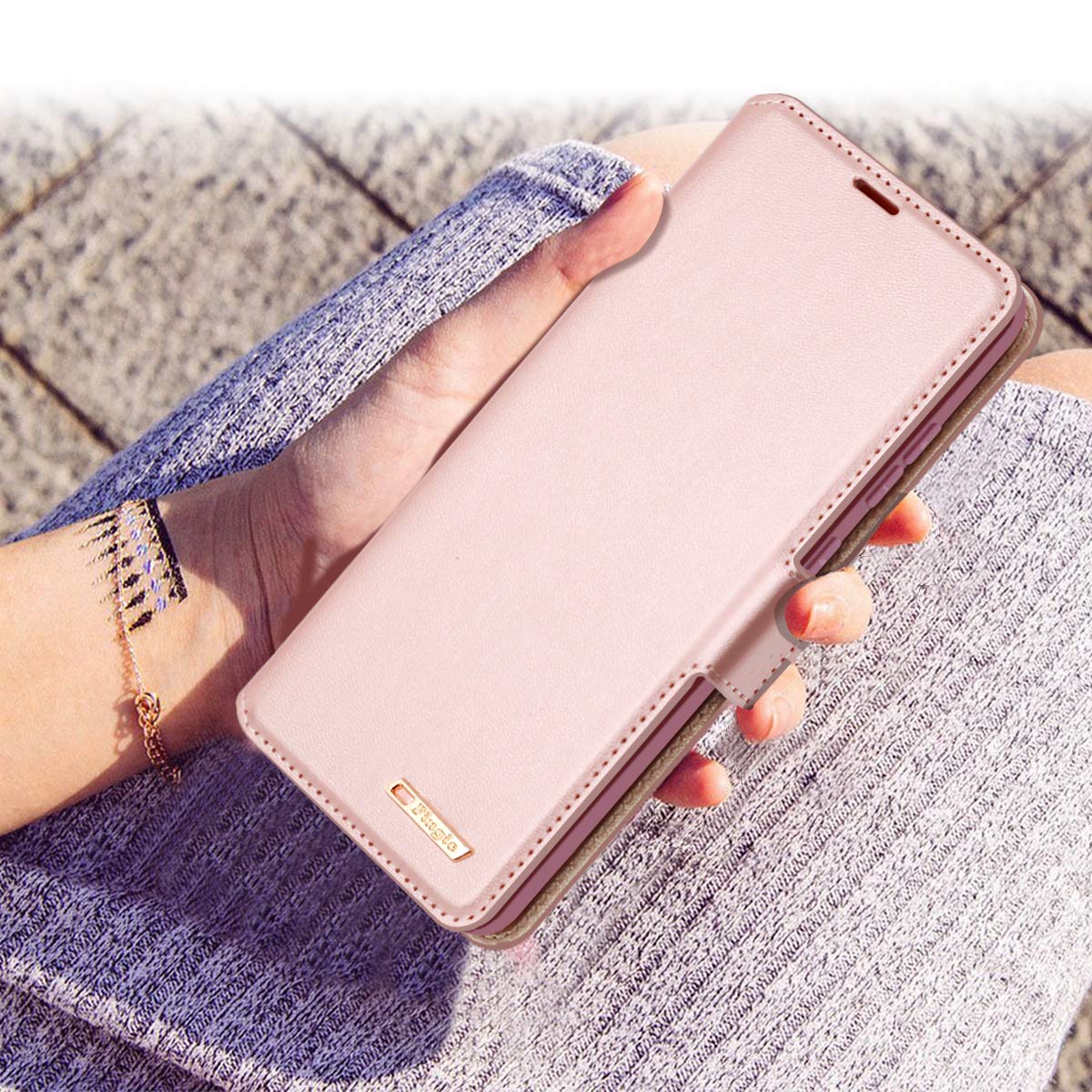 Samsung Galaxy S20 Plus Wallet Case with Card Holder & Kickstand - Rose Gold for Women | 6.7