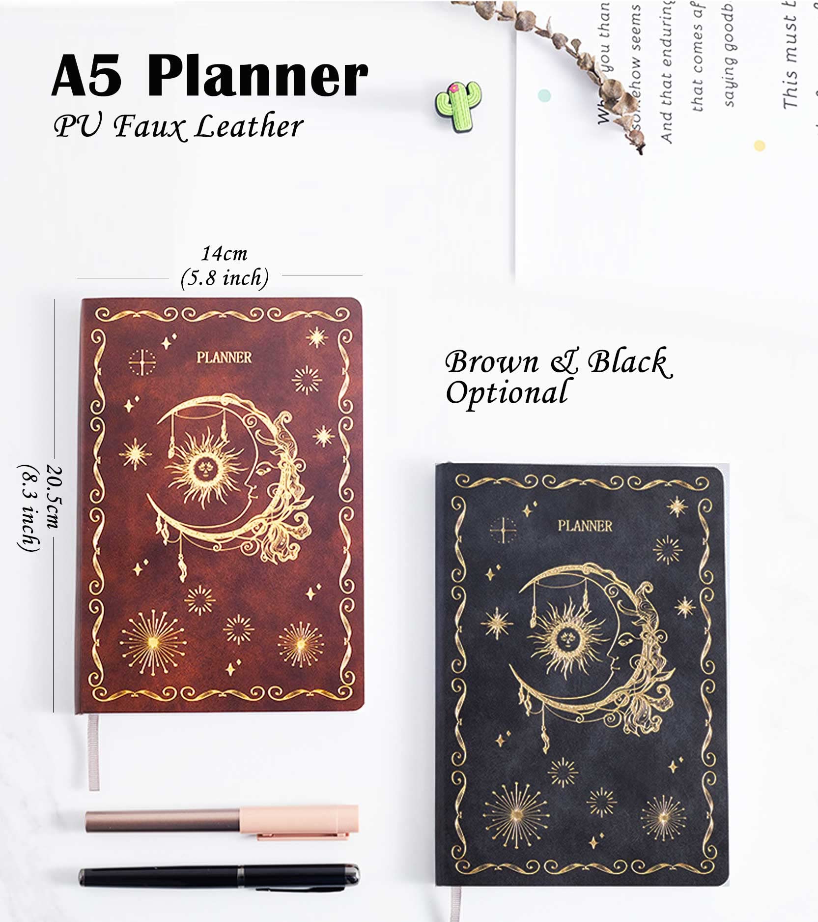 2025 Undated Daily Planner - A5 Monthly & Weekly Goal Setting Notebook for Teachers & Students - Black - Perfect for Classroom, Office & Personal Organization