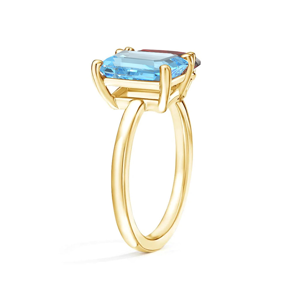 Personalized Toi et Moi Aquamarine Birthstone Ring for Women - Custom Anniversary, Engagement & Wedding Jewelry Gift - Perfect for Couples, Brides & Romantic Occasions