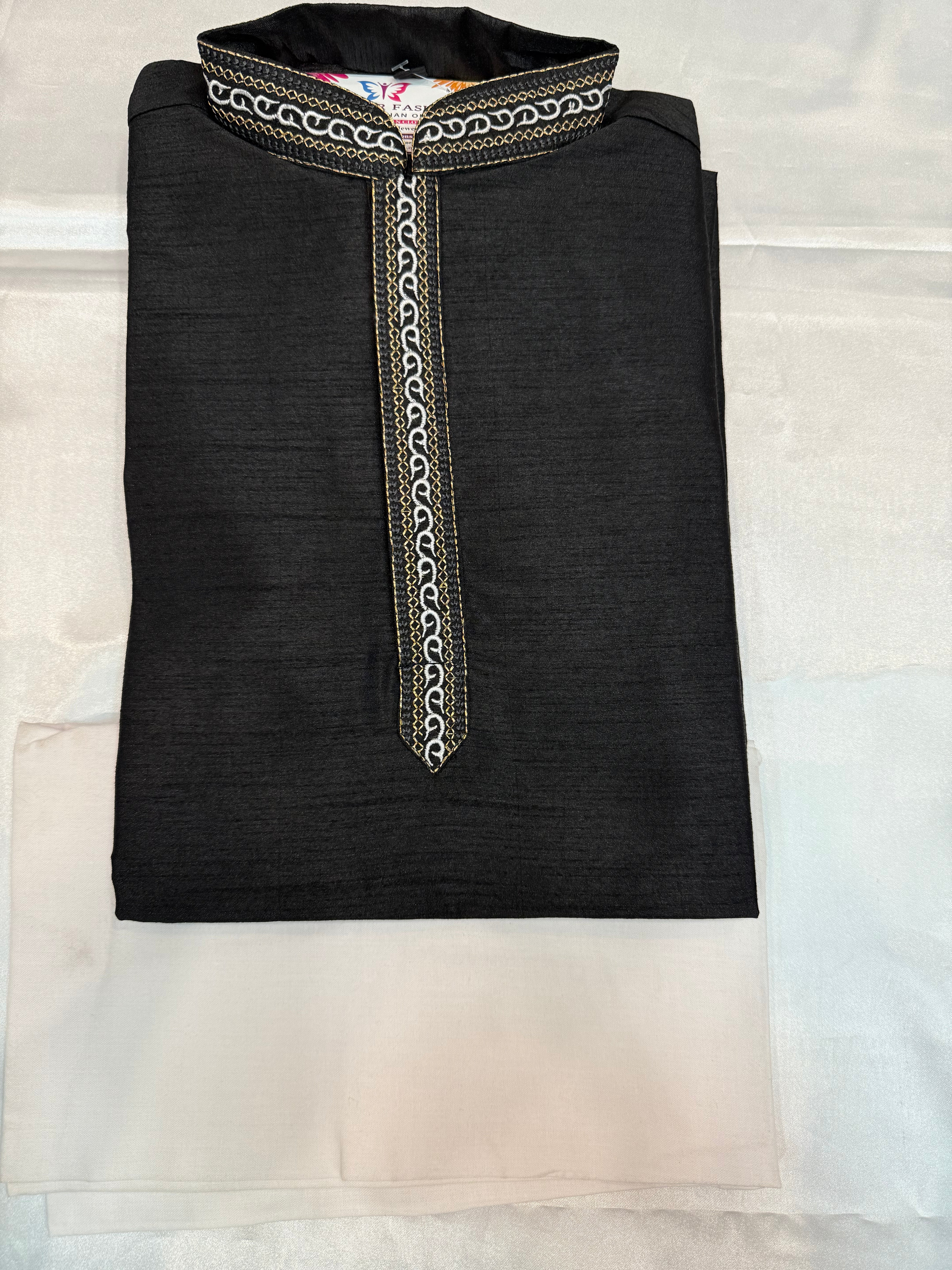 Premium Black Banarasi Embroidered Kurta Pajama Set for Boys | Traditional Indian Ethnic Wear | Perfect for Weddings, Festivals & Special Occasions