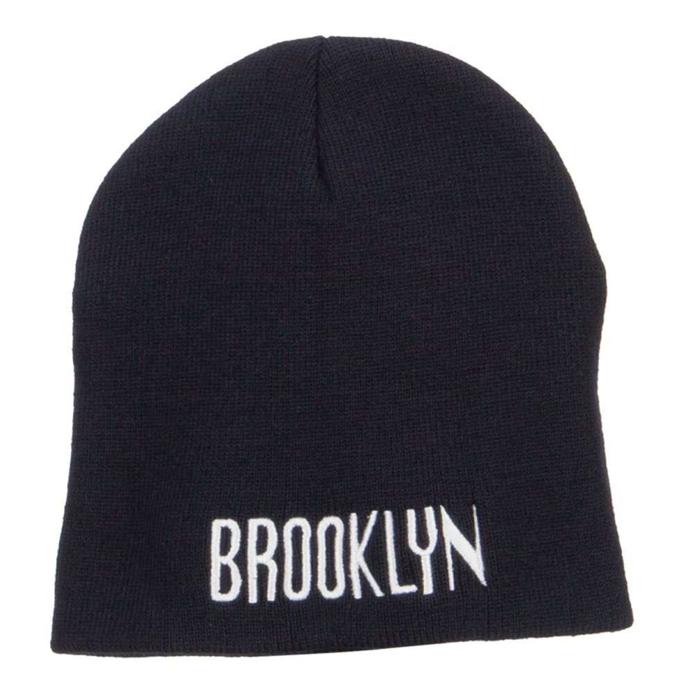 Brooklyn Embroidered Short Beanie - Winter Knit Hat for Men & Women - Cozy Casual Beanie for Outdoor Activities, Sports & Streetwear Fashion
