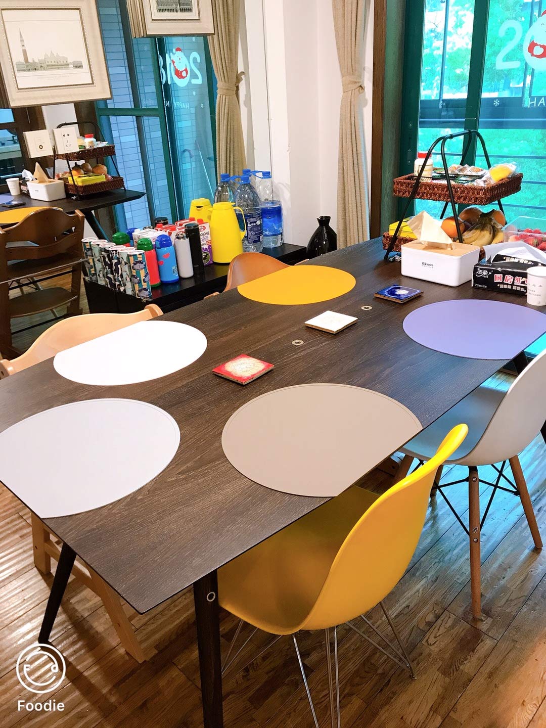 LONGFITE Non-Slip Silicone Placemats for Kids - Set of 4 Thick Durable Table Mats (Gray) - Perfect for Dining, School Lunch, and Family Meals
