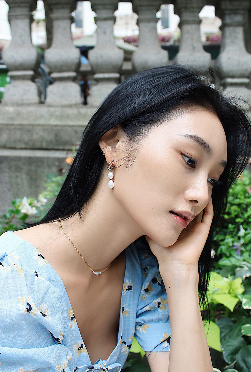 Elegant Pearl Knot Drop Earrings for Women - Handmade Dangle Jewelry for Wedding, Party & Special Occasions