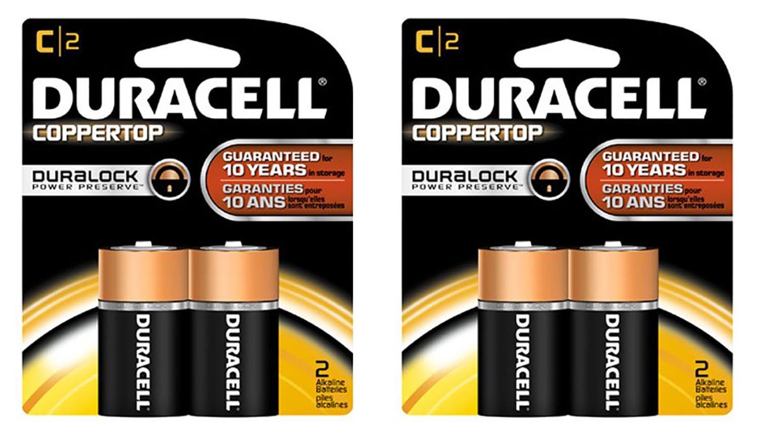 Duracell Alkaline C Batteries - 2 Pack (4 Batteries Total) - Long-Lasting Power for Flashlights, Toys, and Home Electronics