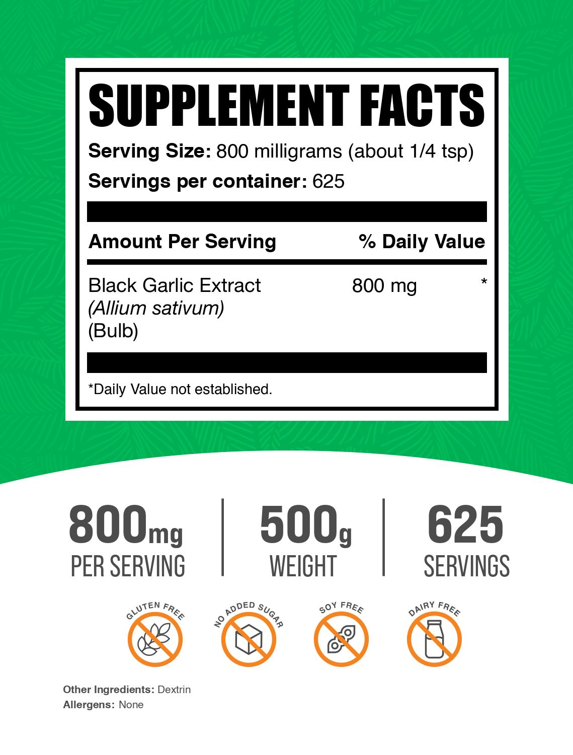 Premium Black Garlic Extract Powder - 100% Pure, Organic & Non-GMO - Supports Immunity & Heart Health - Perfect for Smoothies, Cooking & Dietary Supplements