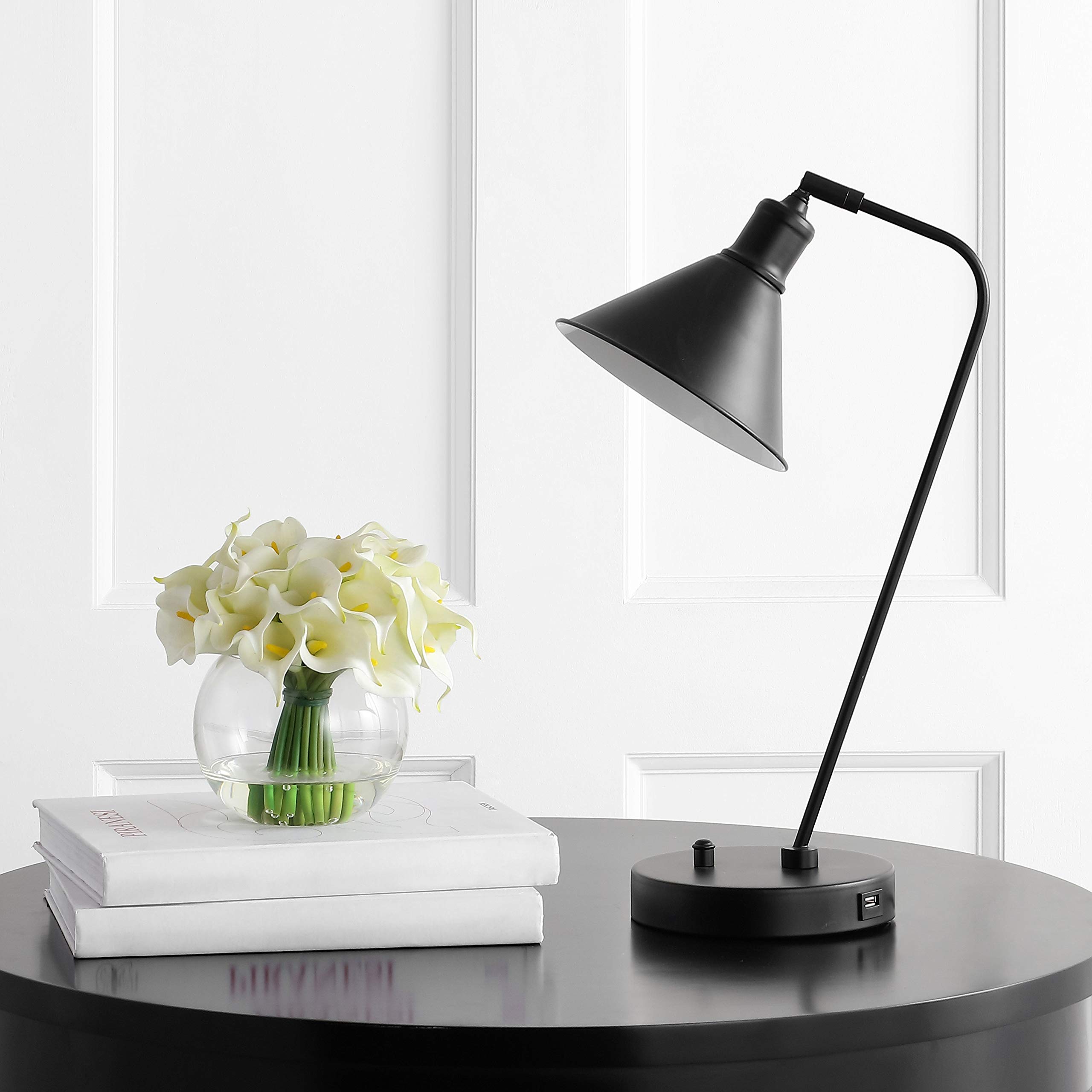 SAFAVIEH Vance Black 20-inch LED Table Lamp - Modern Desk Lamp for Bedroom, Living Room, Home Office & Dorm Study with Nightstand Task Lighting (Bulb Included) | Perfect for Reading, Working & Ambient Lighting