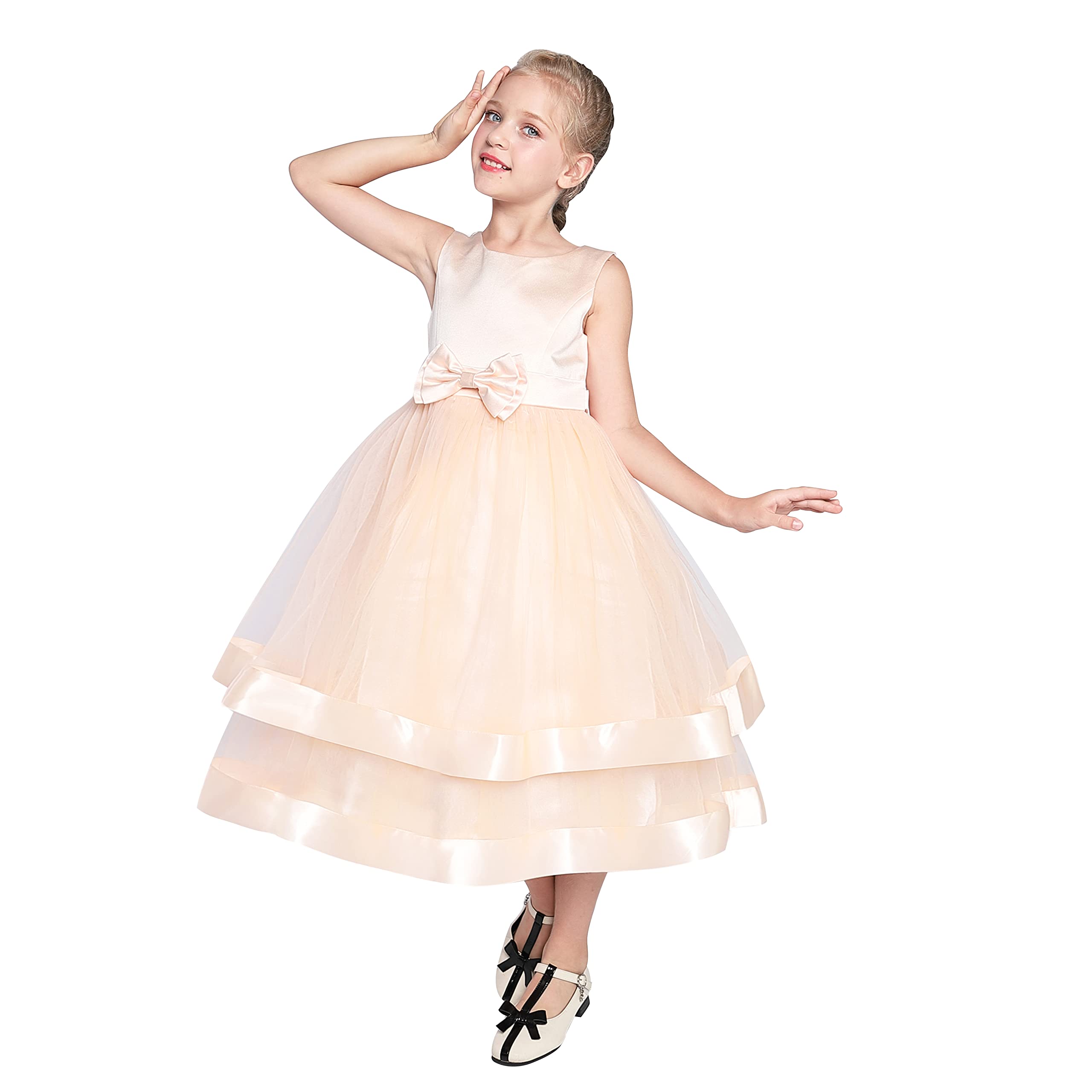 Elegant Vintage Flower Girl Dress for Weddings, Pageants & Formal Parties – Princess Ball Gown with Lace Details (Perfect for Flower Girls, Pageant Queens & Special Occasions)