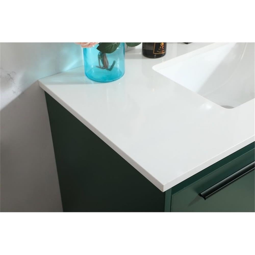 36 Inch Green Aluminum Alloy MDF Single Bathroom Vanity with Roman Elegant Decor - Perfect for Modern Bathroom Renovation & Small Space Design