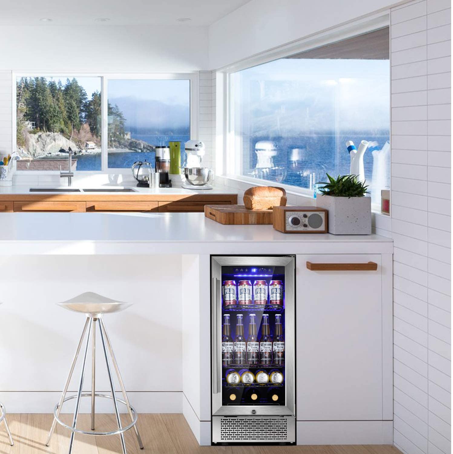 Antarctic Star W74C 15 Inch Mini Beverage Fridge - Digital Temperature Control with Memory Function - Perfect for Home Bars, Offices, and Dorm Rooms