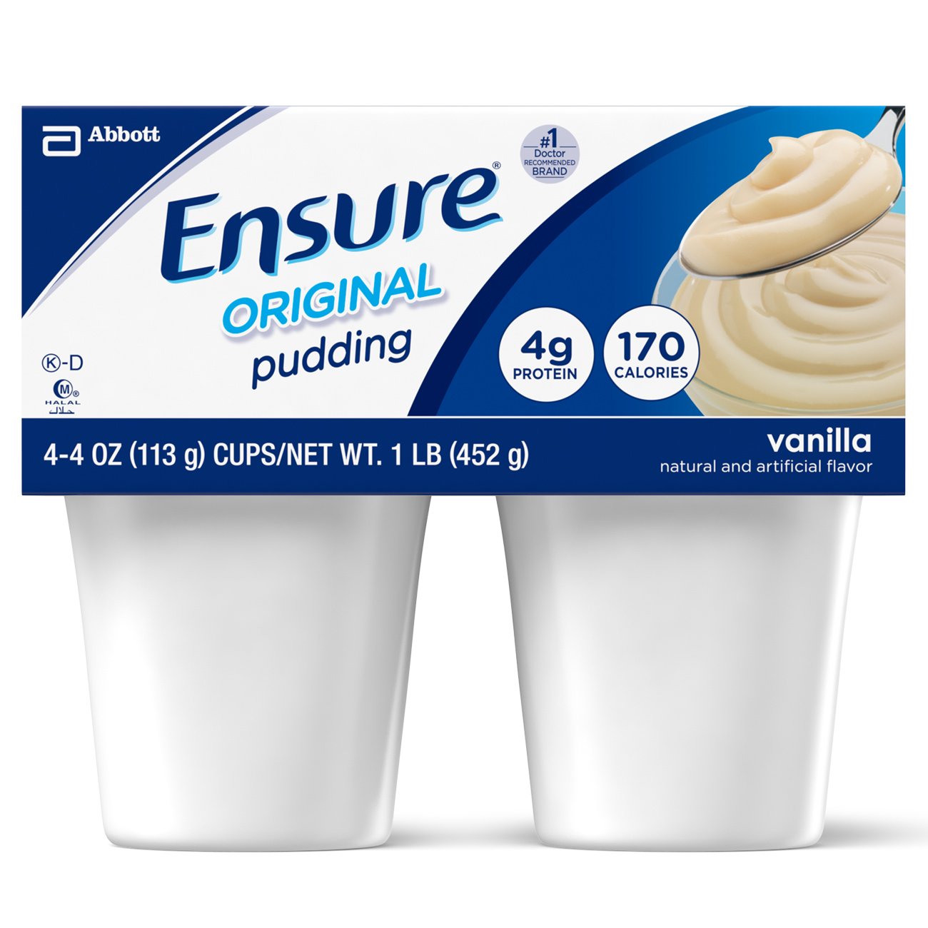 Ensure Vanilla Pudding Cups, 4-Ounce (Pack of 12) - Delicious Snack for Lunch Boxes, Desserts & On-the-Go Treats