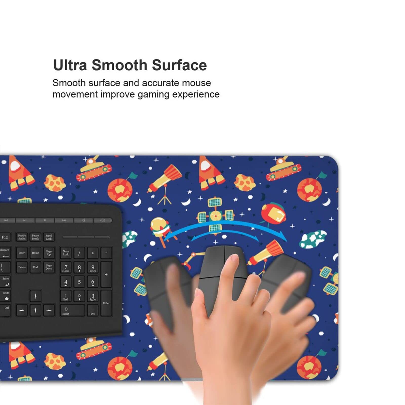 Large Gaming Mouse Pad with Space Planets Design - Extended XXL Desk Mat for Computer, Keyboard & Mouse - Perfect for Office Work, Gaming & Home Use
