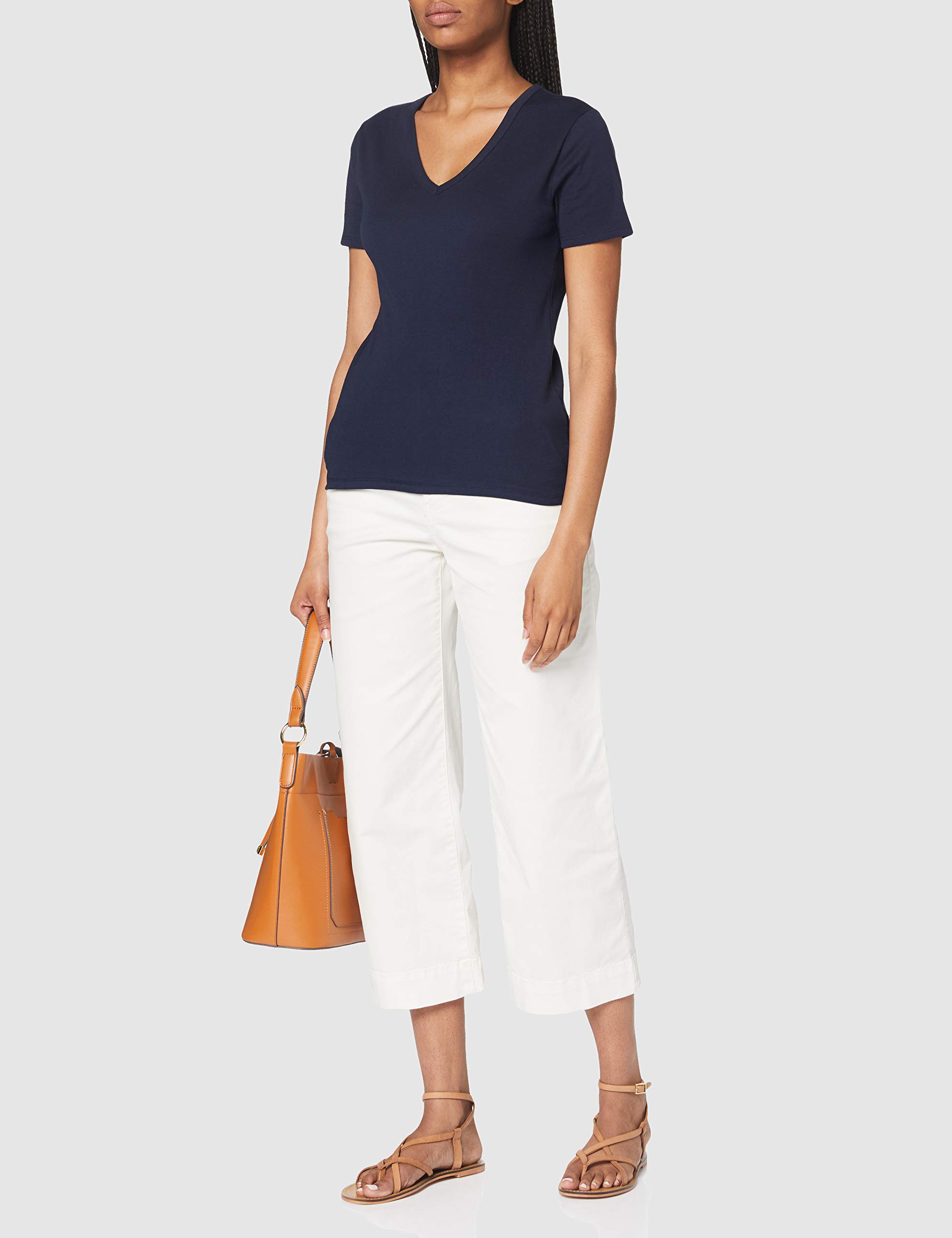 Petit Bateau Women's Marine Blue Short Sleeve T-Shirt & Polo Shirt - Size L - Casual Summer Top for Beach, Travel and Everyday Wear
