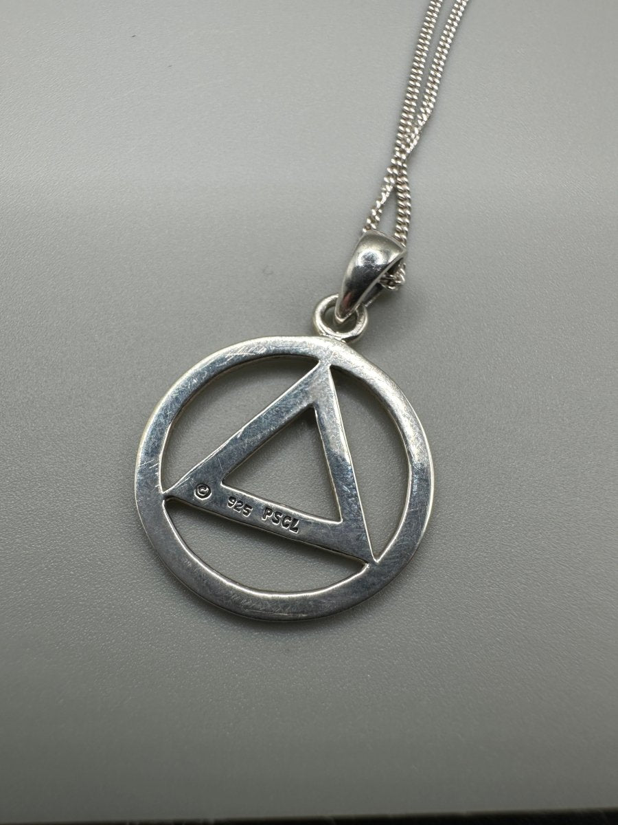Serenity Circle A.A. Symbol Sterling Silver Pendant - Sobervation Collection | Alcoholics Anonymous Jewelry for Recovery & Sobriety Gifts | Perfect for 12-Step Meetings & Milestone Celebrations
