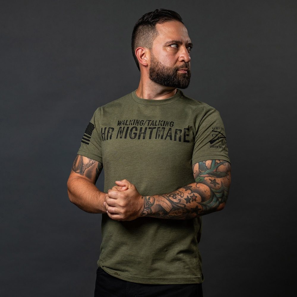 HR Nightmare T-Shirt - Military Green - Funny Office Humor Tee for Work, Gifts & Casual Wear