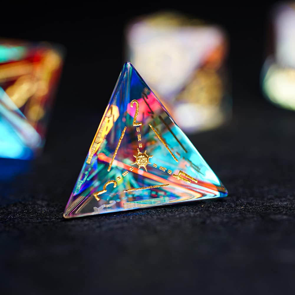 Premium D&D Dice Set - 7-Piece Phantom Crystal Polyhedral Dice for Dungeons & Dragons, Tabletop RPG, TRPG & Role Playing Games | Starry Sky Design for Fantasy Gaming & Collectors