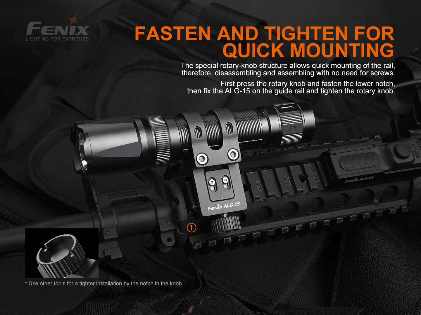 Fenix ALG-15 Tactical Rail Mount for Picatinny Rail - Compatible with AR15, M4, M16 Rifles - Perfect for Hunting, Shooting & Tactical Use