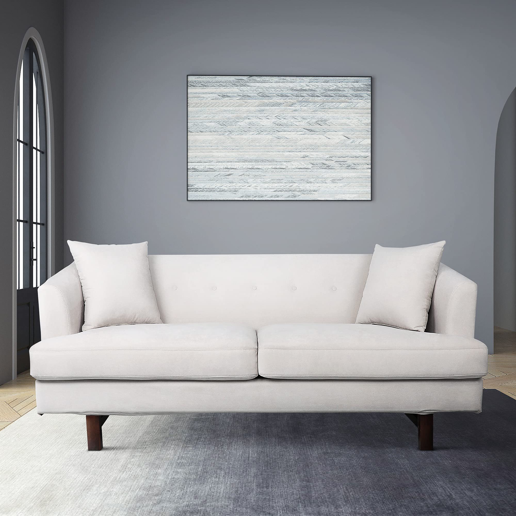 Modern Tufted Upholstered 3-Seater Sleeper Sofa - Soft Fabric Lounge Couch for Living Room, Home & Apartment Furniture (White) - Perfect for Small Spaces, Family Gatherings & Cozy Movie Nights