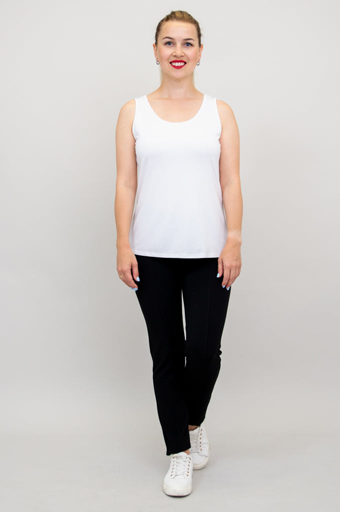 Avalon White Bamboo Tank Top - Women's Soft Breathable Casual Shirt for Summer, Yoga, and Outdoor Activities