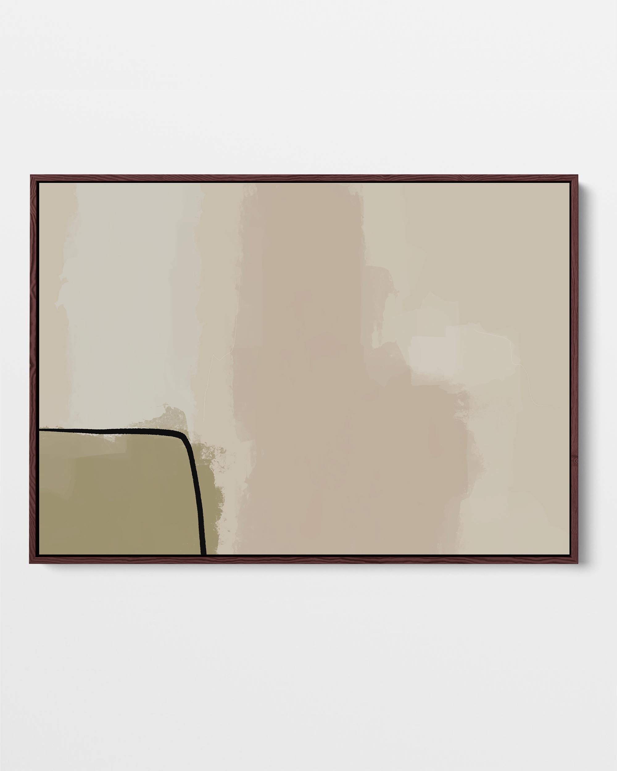 Summer Haze Framed Canvas Wall Art - Modern Abstract Landscape Painting for Living Room, Bedroom & Office Decor