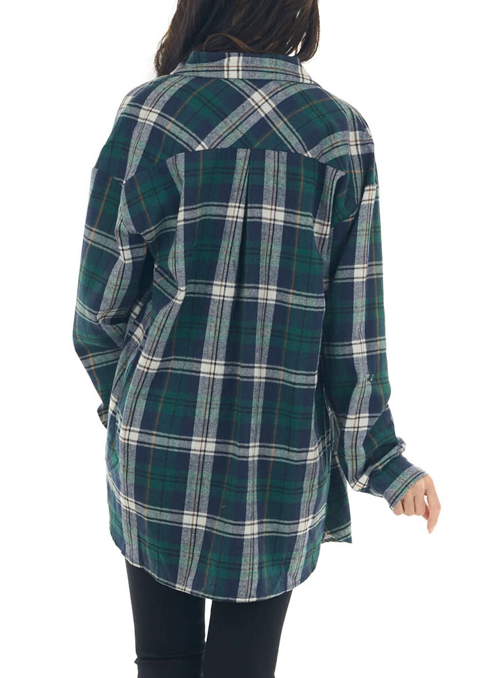 NUOREEL Women's Plaid Flannel Shirt - Button Down Long Sleeve Boyfriend Shirt for Casual Wear, Fall Outfits & Layering | Soft & Comfortable Loose Fit Top for Everyday Style