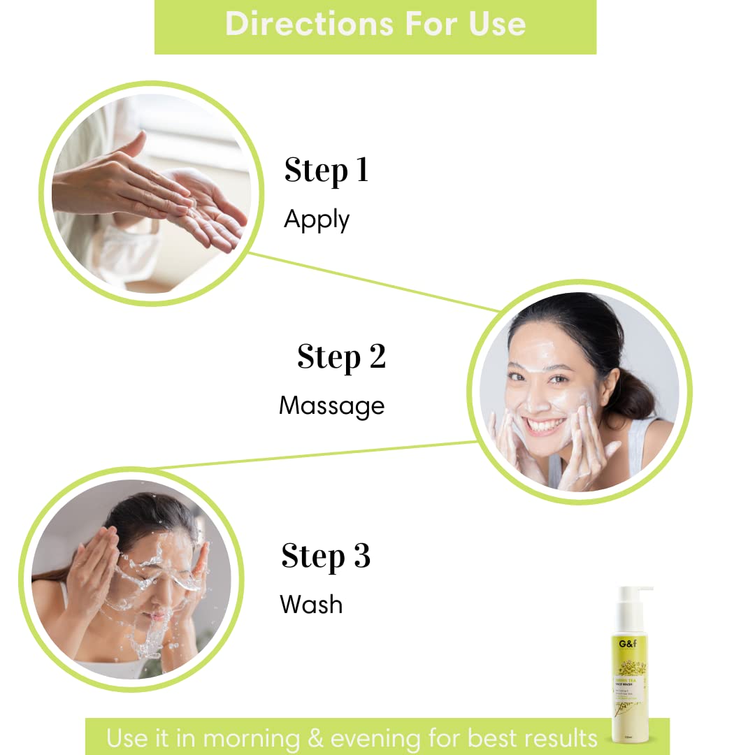 G&F All Natural Green Tea Face Wash for Dry Skin - 100ml | Gentle Cleansing, Hydrating & Soothing | Perfect for Morning & Night Skincare Routine