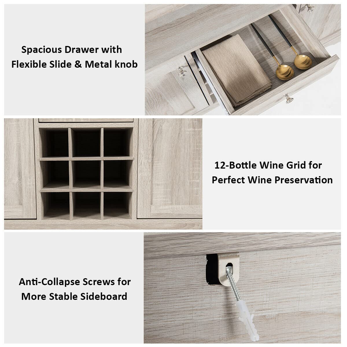 Modern Buffet Server with Cabinet - Kitchen Storage Sideboard with Doors & Drawers - Coffee Bar Cabinet for Living Room, Kitchen & Dining Room - Perfect for Entertaining, Storage & Home Decor
