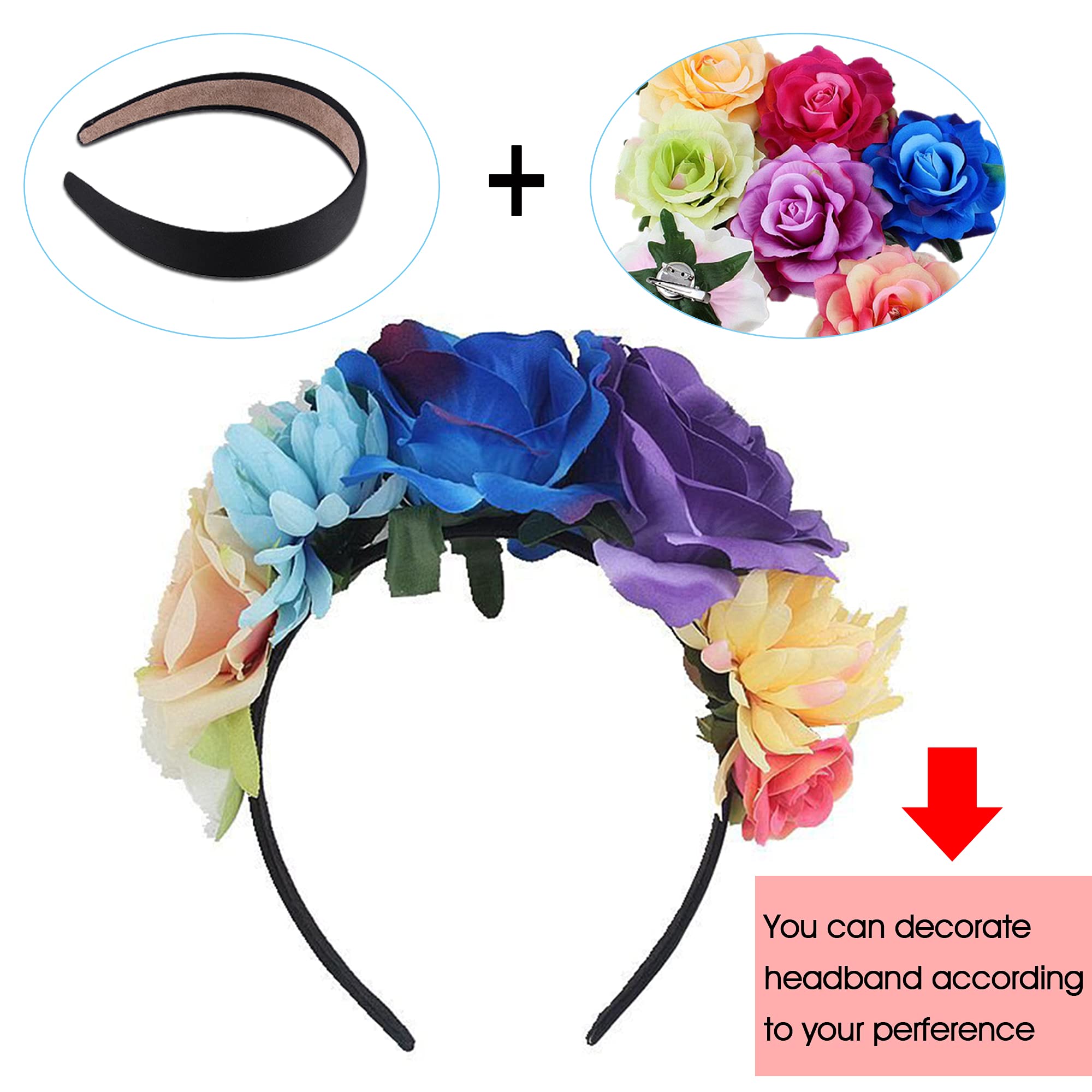 SIQUK 16-Piece Black Satin Headbands Set - 1 Inch Wide Plain Hair Bands for Women & Girls | DIY Hair Accessories for Weddings, Work, Sports & Everyday Use