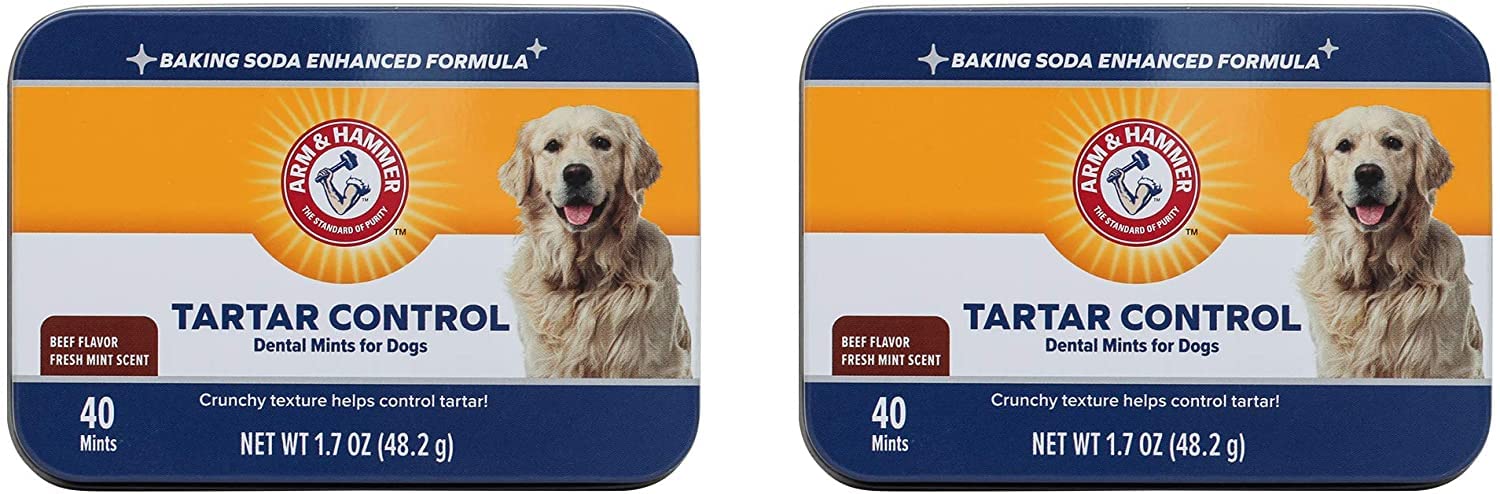 Arm & Hammer for Pets Tartar Control Dental Mints for Dogs - Beef Flavor (2-Pack) | Reduce Plaque & Tartar Buildup | Freshens Breath & Supports Oral Health - Perfect for Daily Dental Care & Treat Time