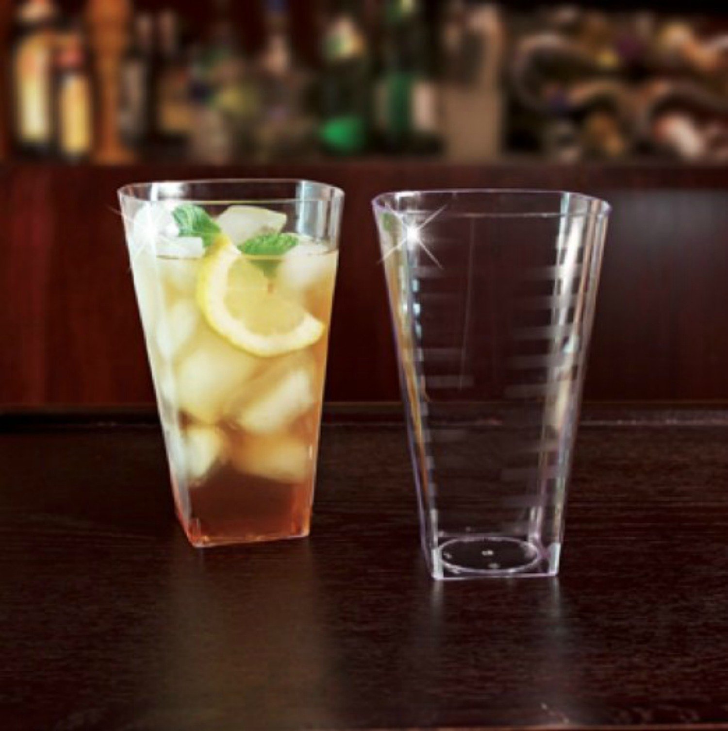 EMI Yoshi 16 Oz Square Clear Plastic Cups - Bulk Pack of 168 Disposable Drinking Glasses for Parties, Restaurants & Catering Events