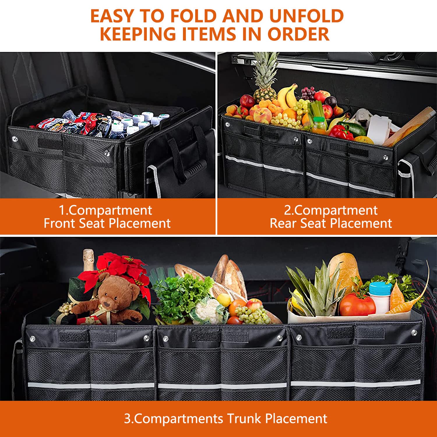 115L Car Trunk Organizer with Insulated Leakproof Cooler Bag - 4-in-1 Waterproof Portable Storage for SUV, Truck & Vehicles | Large Compartment Cargo Organizer with Cover | Perfect for Road Trips, Groceries & Outdoor Adventures