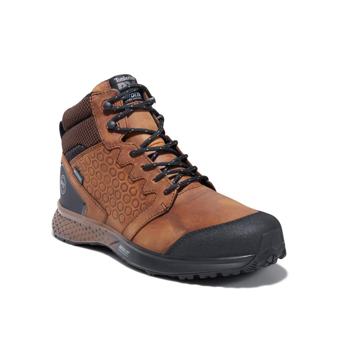 Reaxion Soft Toe Waterproof Work Boots for Men - Lightweight Brown Safety Shoes for Construction, Hiking & Outdoor Activities